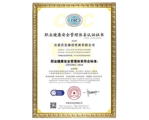 职业健康安全管理体系证书